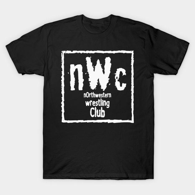 NWC NWC Northwestern Wrestling Club WHITE SQUARE T-Shirt by Zombie Squad Clothing